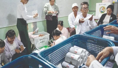 myanmar junta wraps poll with ally set to seal victory