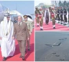 clockwise prime minister shehbaz sharif walks hand in hand with uae president mohamed bin zayed al nahyan upon his arrival at nur khan airbase where the visiting leader is accorded a guard of honour pakistan air force fighter jets escort the uae president s aircraft photos agencies