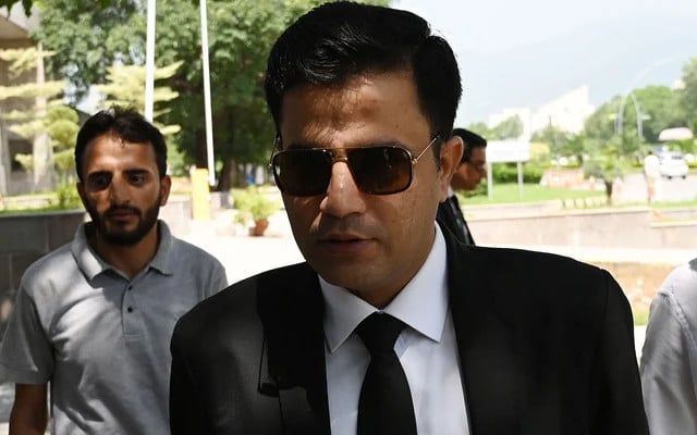 naeem haider panjutha arrives at the high court to file a petition against khan s conviction in islamabad on august 8 2023 photo afp