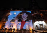 a picture of nobel peace prize winner narges mohammadi on the wall of the grand hotel in central oslo before the nobel banquet in connection with the awarding of the nobel peace prize 2023 in oslo norway december 10 2023 photo reuters