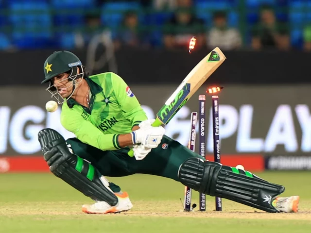 pakistan s naseem shah is bowled out by new zealand s matt henry photo reuters