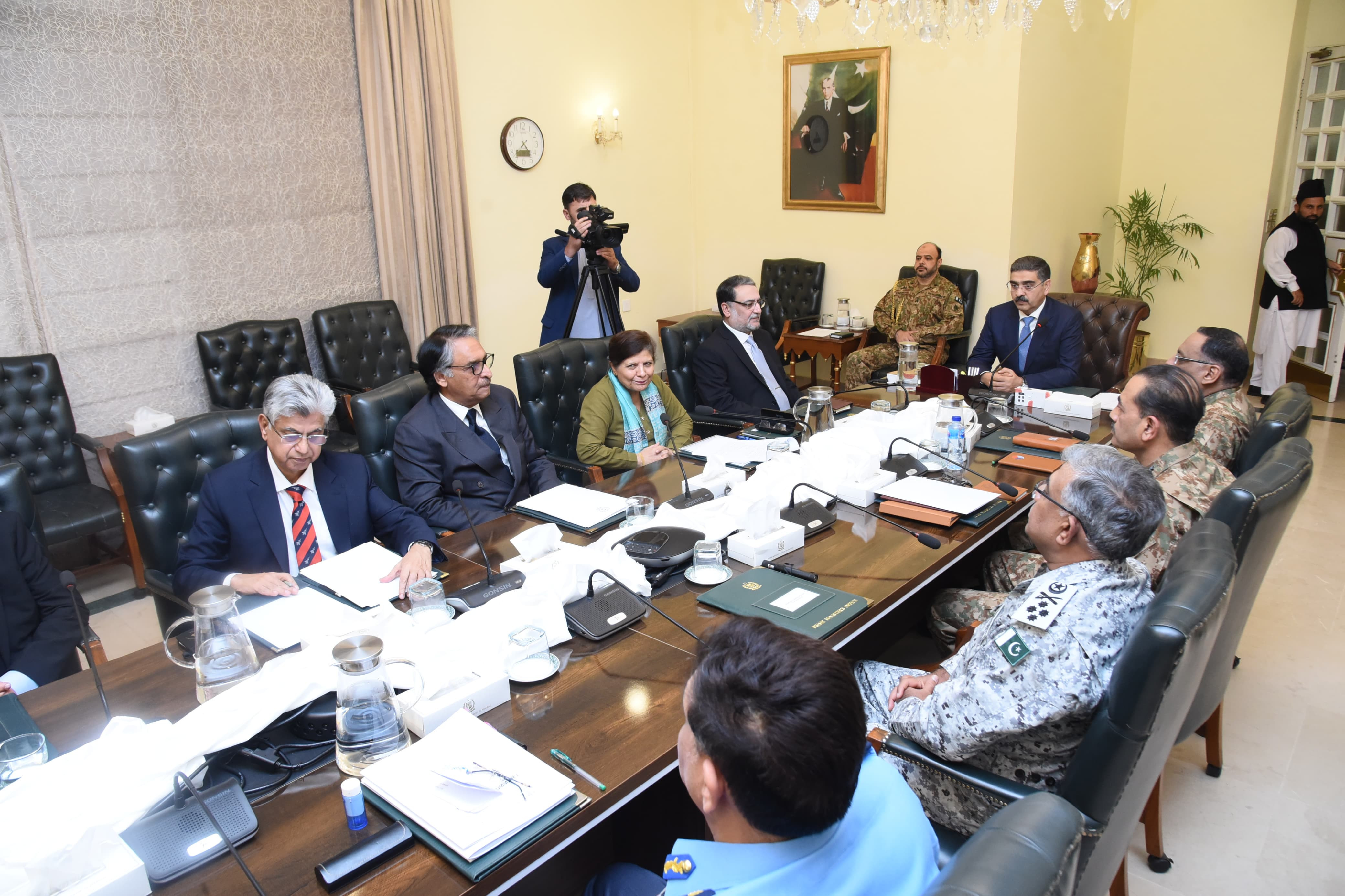 caretaker prime minister anwaarul haq kakar chairing the national security committee nsc meeting in islamabad on friday january 19 2024 photo pid