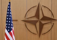 this photo shows the logo of the north atlantic treaty organisation nato and the us flag at nato headquarters in brussels belgium on february 17 2025 photo reuters