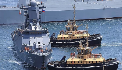 a russian vessel arrives at the simon s town naval base ahead of the brics plus countries which include china russia and iran for a joint naval exercises in south africa s in cape town south africa january 9 2026 reuters