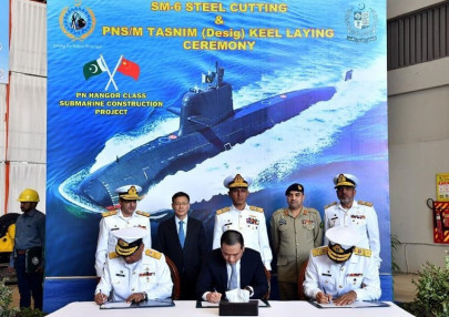 keel laying of hangor class submarine held at karachi shipyard