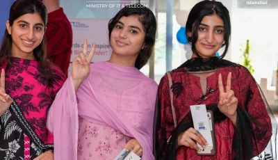 students gather at the founders fair at nic islamabad photo nic