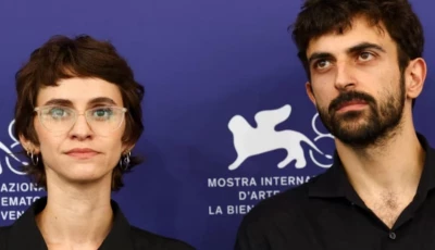 directors yuval abraham and rachel szor pose during a photocall for the documentary naza in competition at the 83rd venice international film festival in venice italy september 10 2026 photo reuters