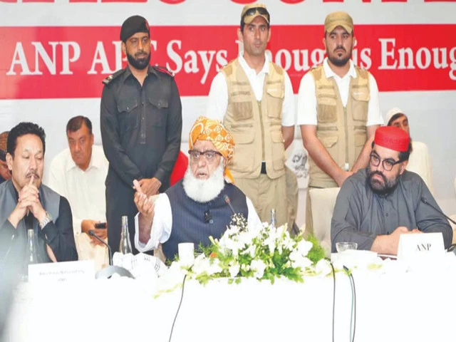 jui f chief mualana fazlur rehman addresses the apc in the federal capital photo nni