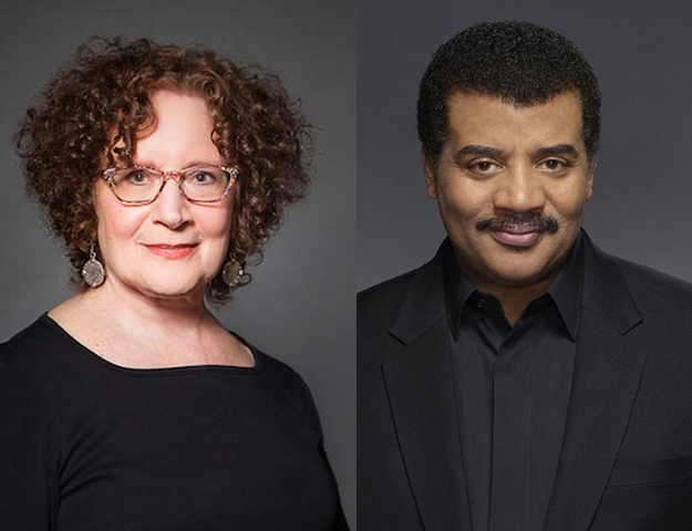 Hayden Associate Avis Lang (left) and astrophysicist Neil deGrasse Tyson (right). 