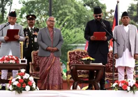 nepal s president ram chandra paudel administers the oath of office to newly appointed prime minister balendra shah popularly known as balen after a landslide victory in parliamentary election by his party in the presence of outgoing interim prime minister sushila karki and chairperson of national assembly narayan prasad dahal at shital niwas the presidential building in kathmandu nepal march 27 2026 photo reuters nepal s president ram chandra paudel administers the oath of office to newly appointed prime minister balendra shah popularly known as balen after a landslide victory in parliamentary election by his party in the presence of outgoing interim prime minister sushila karki and chairperson of national assembly narayan prasad dahal at shital niwas the presidential building in kathmandu nepal march 27 2026 photo reuters