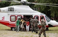 people rescued and airlifted from flood affected areas arrive at maithali barrack an army training centre that serves as a primary base for airlifting survivors following flash floods and a mudslide in trishuli nuwakot district nepal august 29 2026 reuters
