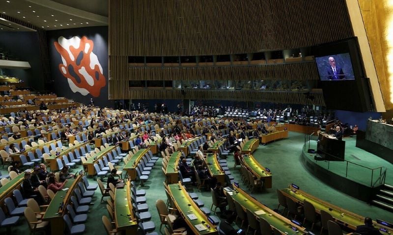 many seats can be seen empty in un hall during netanyahu speech photo reuters