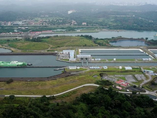 an aerial view shows a cargo vessel transits through the agua clara locks at the panama canal in colon panama february 1 2025 photo reuters an aerial view shows a cargo vessel transits through the agua clara locks at the panama canal in colon panama february 1 2025 photo reuters