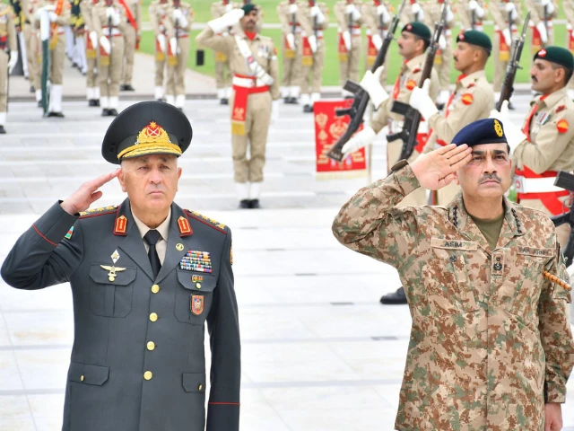 azerbaijani army chief colonel general karim valiyev and coas field marshal asim munir at general headquarters rawalpindi on aug 13 2025 photo pid azerbaijani army chief colonel general karim valiyev and coas field marshal asim munir at general headquarters rawalpindi on aug 13 2025 photo pid