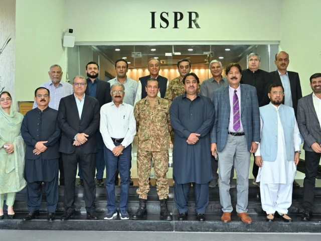 members of the council of pakistan newspaper editors cpne delegation pictured with dg ispr lt gen ahmed sharif after a meeting photo x presidentcpne members of the council of pakistan newspaper editors cpne delegation pictured with dg ispr lt gen ahmed sharif after a meeting photo x presidentcpne