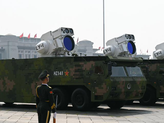 Laser weapons are seen during a military parade marking the 80th anniversary of victory over Japan and the end of World War II, in Beijing s Tiananmen Square on September 3, 2025. Photo: AFP