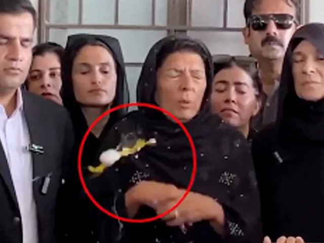 pakistan tehreek i insaf leader aleema khan is struck by an egg during a media talk on friday photo nni pakistan tehreek i insaf leader aleema khan is struck by an egg during a media talk on friday photo nni