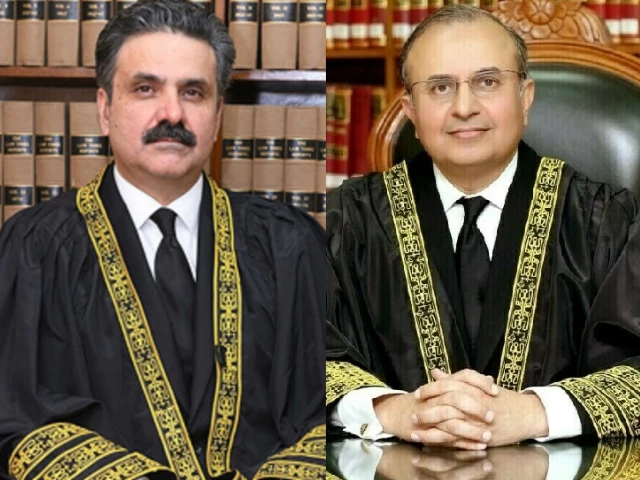 a collage featuring chief justice yahya afridi and senior puisne judge justice mansoor ali shah photos file