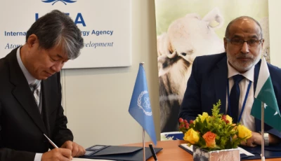 dr raja ali raza anwar left and mr hua liu iaea deputy director general sign the pakistan iaea country programme framework cpf for 2026 31 at a ceremony held on 17 september 2025 photo iaea
