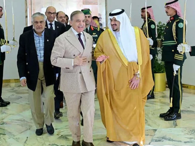 deputy governor of riyadh muhammad bin abdulrahman bin abdulaziz bids farewell to prime minister muhammad shehbaz sharif at riyadh airport photo app