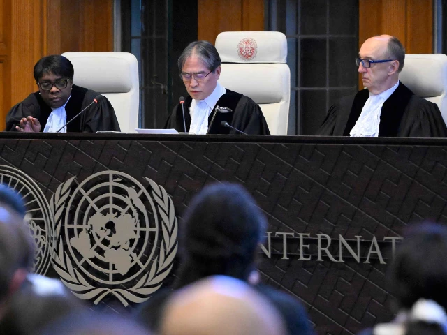 president of the international court of justice icj yuji iwasawa c and members issue first advisory opinion ao on states legal obligations to address climate change in the hague on july 23 2025 photo afp president of the international court of justice icj yuji iwasawa c and members issue first advisory opinion ao on states legal obligations to address climate change in the hague on july 23 2025 photo afp