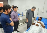 mohsin naqvi visits indian drone attack victim at rawalpindi hospital