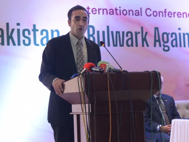 chairman pakistan people s party bilawal bhutto zardari speaks during the opening session of the international conference titled pakistan s war on terror for the world on wednesday july 02 2025 photo courtesy x ppp