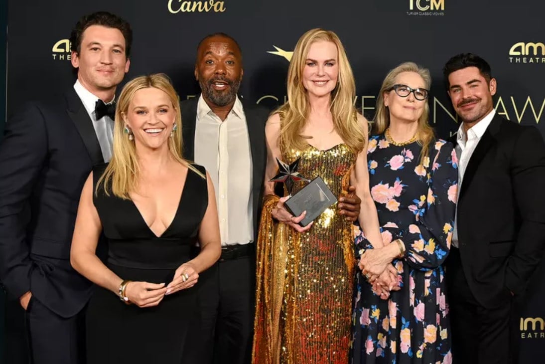 miles teller reese witherspoon lee daniels nicole kidman meryl streep and zac efron at afi life achievement awards 2024 courtesy getty images