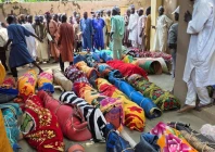 bodies of victims of a boat accident lie in the forecourt of a community mosque ahead of their burial in gorau sokoto state nigeria august 20 2026 picture taken with a mobile phone reuters