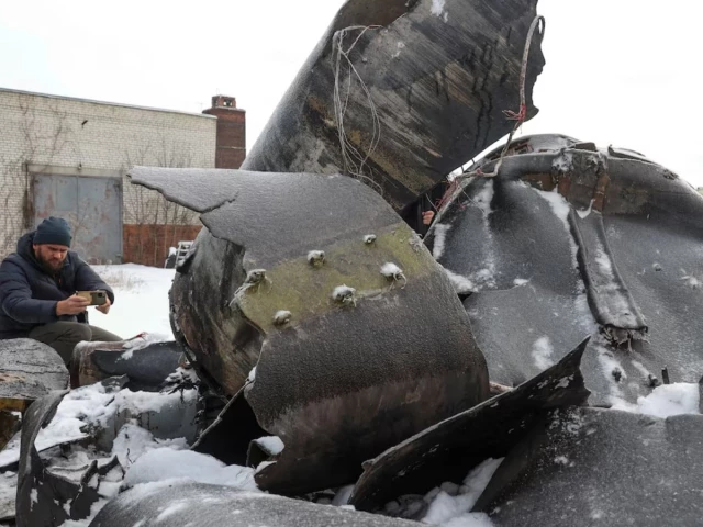 a man photographs parts of an unidentified missile which ukrainian authorities believe to be made in north korea and was used in a strike in kharkiv amid russia s attack on ukraine in kharkiv ukraine january 6 2024 photo reuters a man photographs parts of an unidentified missile which ukrainian authorities believe to be made in north korea and was used in a strike in kharkiv amid russia s attack on ukraine in kharkiv ukraine january 6 2024 photo reuters