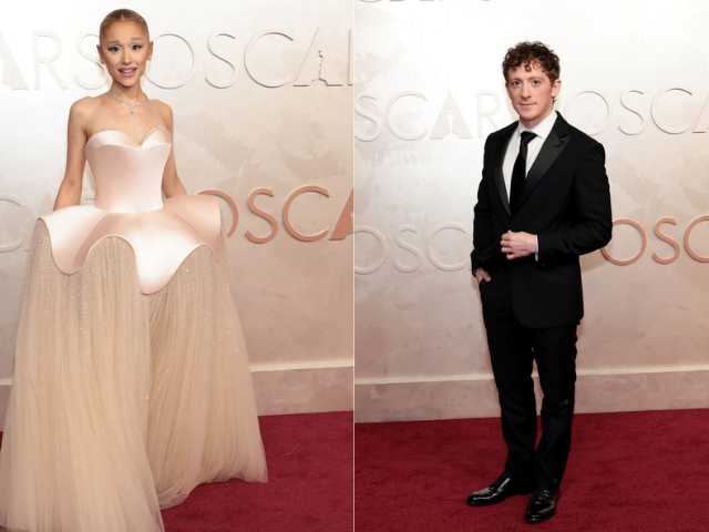 ariana grande and ethan slater arrive separately at oscars 2025 continuing red carpet trend