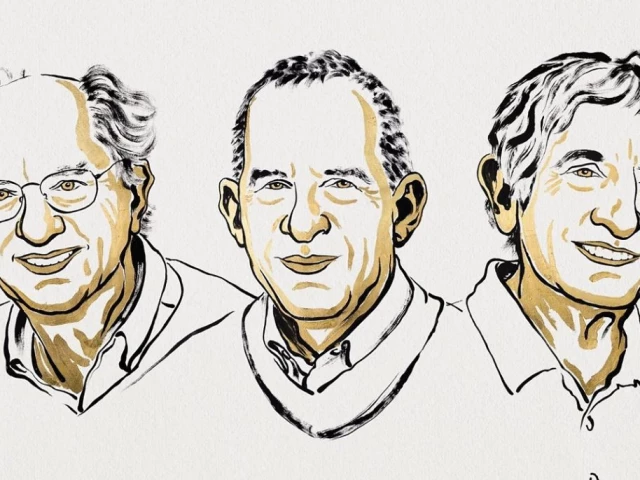 an illustration of the 2025 nobel prize winners in physics left to right john clarke michel h devoret and john m martinis photo ill niklas elmehed nobel prize