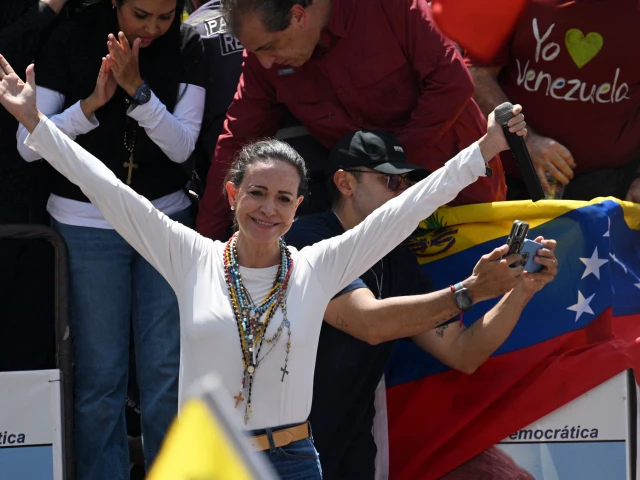 venezuelan opposition leader maria corina machado c cheers from a truck during a protest called by the opposition for election victory to be recognised in caracas on august 17 2024 venezuela opposition leader maria corina machado wins the 2025 nobel peace prize the norwegian nobel committee announced on october 10 2025 photo afp venezuelan opposition leader maria corina machado c cheers from a truck during a protest called by the opposition for election victory to be recognised in caracas on august 17 2024 venezuela opposition leader maria corina machado wins the 2025 nobel peace prize the norwegian nobel committee announced on october 10 2025 photo afp