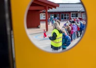 children stay in line at vikasen school in trondheim norway april 27 2020 photo reuters