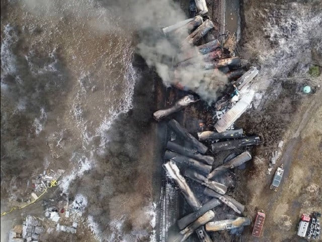 drone footage shows the freight train derailment in east palestine ohio u s february 6 2023 in this screengrab obtained from a handout video released by the ntsb photo reuters drone footage shows the freight train derailment in east palestine ohio u s february 6 2023 in this screengrab obtained from a handout video released by the ntsb photo reuters