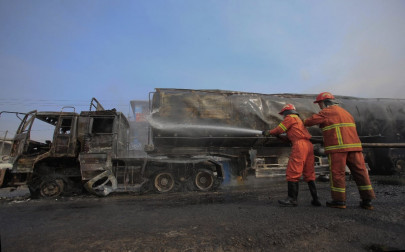 nato oil tanker blown up in peshawar