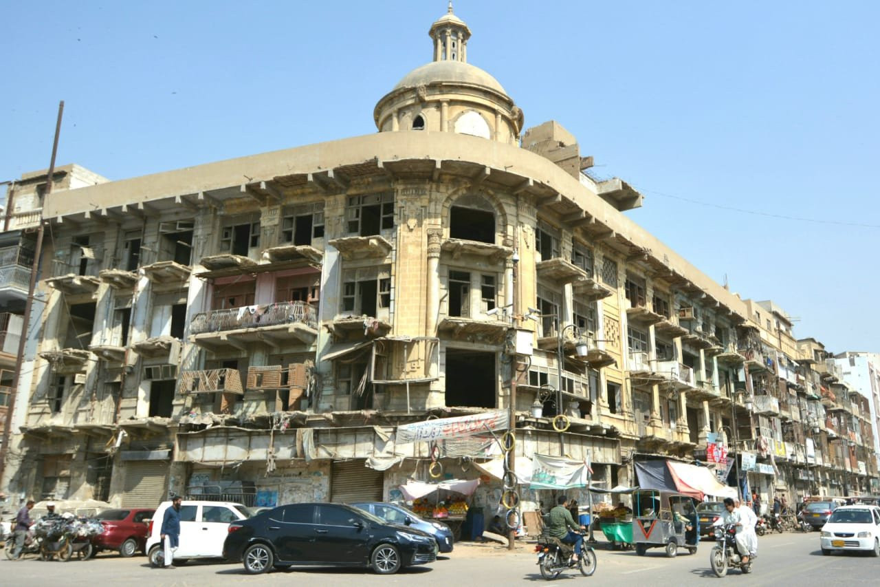 an old building in karachi downtown area photo express