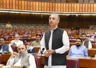 opposition leader in the national assembly omar ayub khan addressing the house on saturday june 22 2024 photo pid