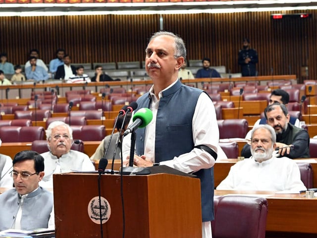 leader of the opposition in the national assembly omar ayub khan addressing the house on thursday june 20 2024 photo pid
