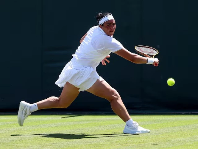 tunisia s ons jabeur in action during her first round match against bulgaria s viktoriya tomova at wimbledon 2025 photo reuters