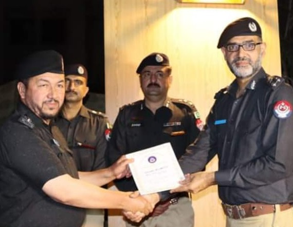 sho ctd police station kabal ikramullah receives an award for handing over money found from blast debris to authorities photo oc