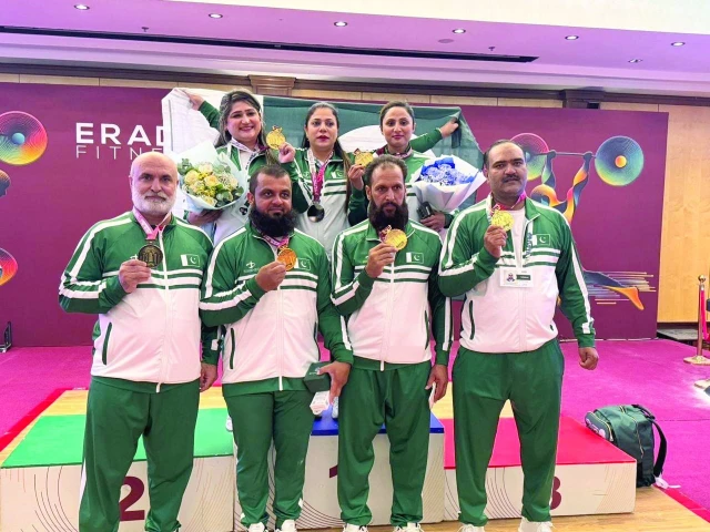 the members of pakistan team pose with their medals at the asian weightlifting masters championship 2025 photo courtesy pmwa the members of pakistan team pose with their medals at the asian weightlifting masters championship 2025 photo courtesy pmwa