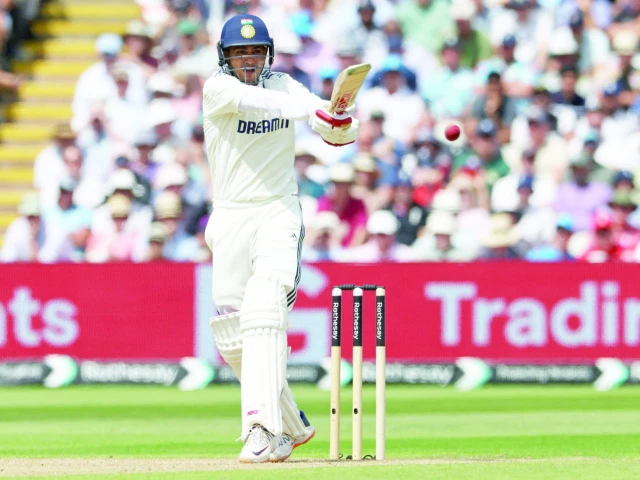 india s captain shubman gill hits a shot to bring up his double hundred on day two of the second test match against england at edgbaston on thursday photo afp india s captain shubman gill hits a shot to bring up his double hundred on day two of the second test match against england at edgbaston on thursday photo afp