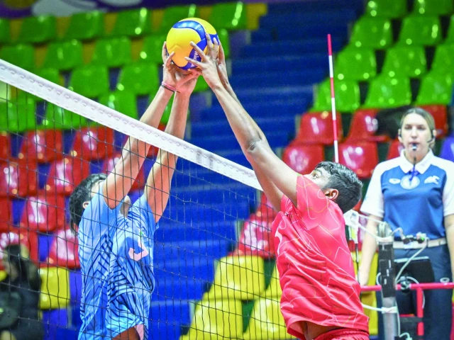 pakistan u 16 volleyball players in action against india in the asian volleyball semifinal in thailand on friday photo pvf pakistan u 16 volleyball players in action against india in the asian volleyball semifinal in thailand on friday photo pvf