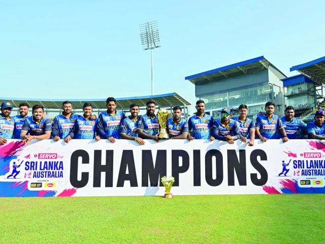 the victorious sri lanka odi team poses for a group photo after outplaying australia 2 0 in colombo on friday photo afp the victorious sri lanka odi team poses for a group photo after outplaying australia 2 0 in colombo on friday photo afp