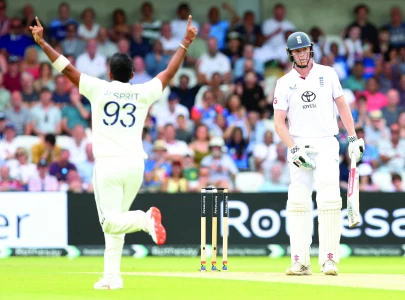 bumrah strikes but duckett and pope hold firm
