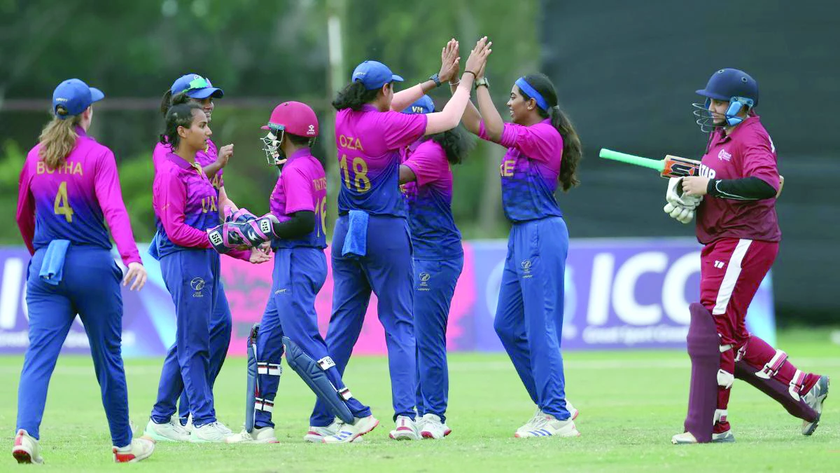 unusual tactics uae women s team celebrates the dismissal of a qatar batswoman in the opening match of the icc asia qualifiers in bangkok on saturday photo icc unusual tactics uae women s team celebrates the dismissal of a qatar batswoman in the opening match of the icc asia qualifiers in bangkok on saturday photo icc