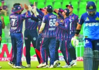 karachi kings players celebrate dismissal of multan sultans skipper mohammad rizwan in psl x clash on thursday photo pcb
