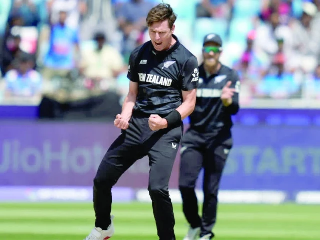 matt henry s fitness will be a huge boost for black caps in the final since he has been the highest wicket taker in the icc champions trophy photo afp