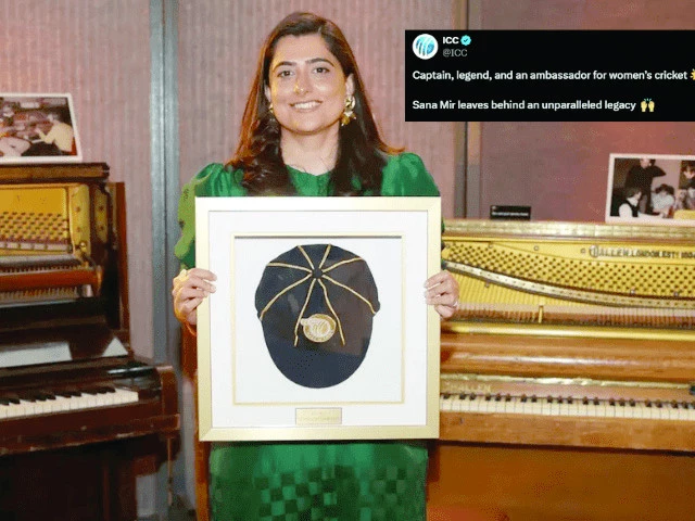 former pakistan women s cricket captain sana mir seen with the commemorative cap after her historic induction in the icc hall of fame on tuesday photo afp former pakistan women s cricket captain sana mir seen with the commemorative cap after her historic induction in the icc hall of fame on tuesday photo afp